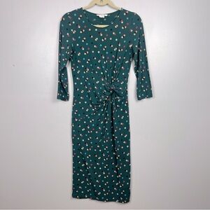 Boden Rosalie teal multicolor dot side twist detail jersey knit dress, size US 6